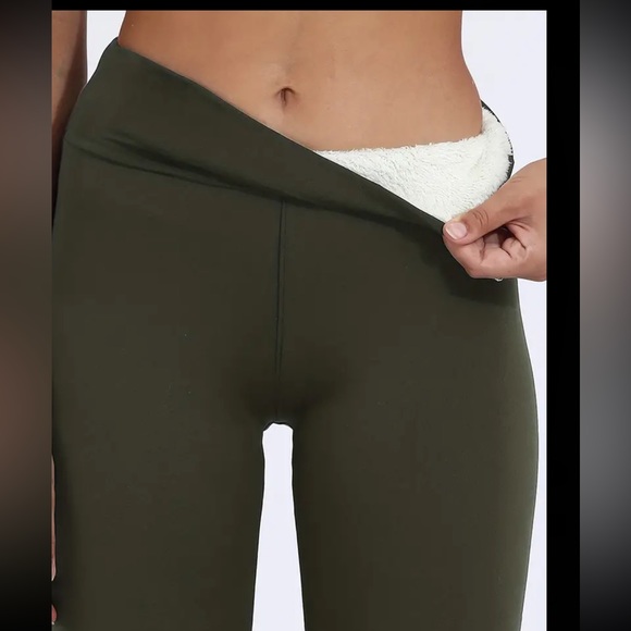 Fleece Liner Soft Yoga Pants, High Waist Keep Warm High Stretch Slim Fit Fitness - Picture 1 of 6